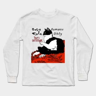 Cute Tuxedo Cat I haz attitude  Copyright TeAnne Long Sleeve T-Shirt